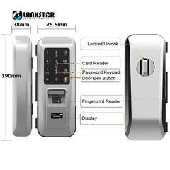 Glass Door Lock – Keyless Electric Fingerprint Intelligent Lock