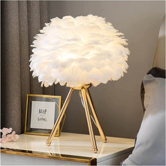 Elegant Feather Table Lamp – Perfect for Bedroom, Living Room, or Special Occasions