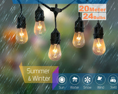 Festoon Light String Lights 20M 24 LED Bulbs