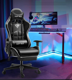 Gaming Chair with Headrest Footrest and Lumbar Support