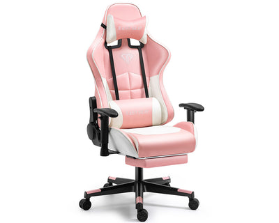 Gaming Chair with Headrest Footrest and Lumbar Support