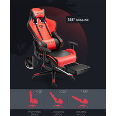 Gaming Chair with Headrest Footrest and Lumbar Support