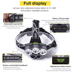 Rechargeable Waterproof Headlamp Flashlight with 5 Cree LEDs