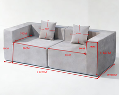 Compressed Modular 2-Seater Sofa – Beige Space-Saving Lounge Sofa