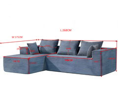 Modern Compressed L Shaped Sofa with Chaise