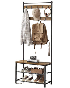Wooden Coat Rack with Shelves Hooks by VASAGLE