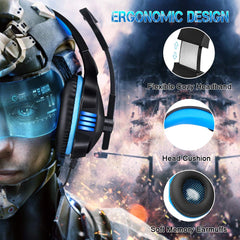 Gaming Headset Mic Noise-Canceling Gaming Headphones Surround Sound Led