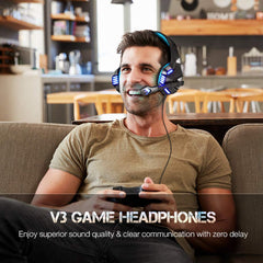 Gaming Headset Mic Noise-Canceling Gaming Headphones Surround Sound Led