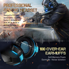 Gaming Headset Mic Noise-Canceling Gaming Headphones Surround Sound Led