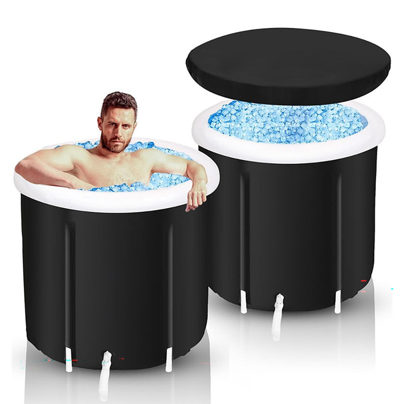 Portable ice bath tub with lid