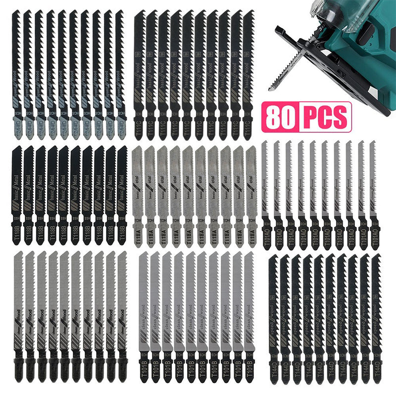 80Pcs WOOD Jig Saw Blades Wood Fast Cutting Reciprocating Set