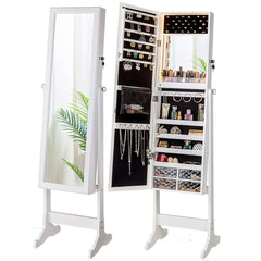 white standing jewellery cabinet