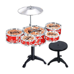 Jazz Rock Drum Set Kids Toys Drums Cymbal Stool Sticks Black