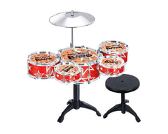 Jazz Rock Drum Set Kids Toys Drums Cymbal Stool Sticks Black