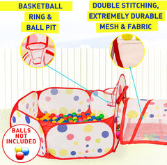 Kids Play Tent 3Pc Kids Play Tent Crawl Tunnel And Ball Pit Kids Play Tent With Basketball Hoop