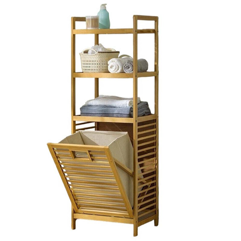 bamboo laundry basket rack