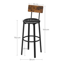 Bar Stools Set of 2 Rustic Brown VASAGLE