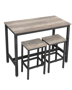 Modern Bar Table Stool Set Greige & Black