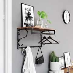 VASAGLE Wall Mounted Coat Rack With Shelf