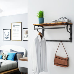 VASAGLE Wall Mounted Coat Rack With Shelf