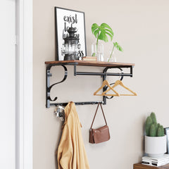 VASAGLE Wall Mounted Coat Rack With Shelf