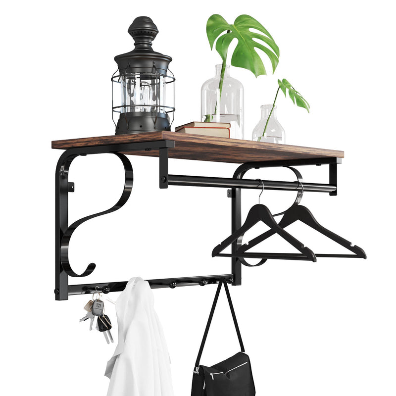 VASAGLE Wall Mounted Coat Rack With Shelf