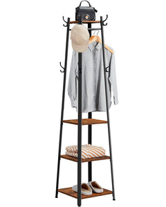 Industrial Coat Rack/Stand with Hooks | VASAGLE 3-Shelf