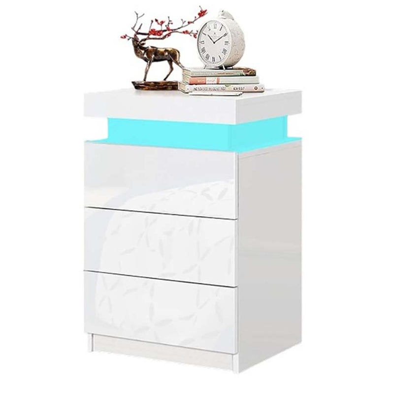 Bedside Table with Drawer Rgb Led Light Side Table