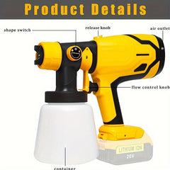 Cordless High Pressure Spray Gun Paint Sprayer Fits Dewalt 18V Battery