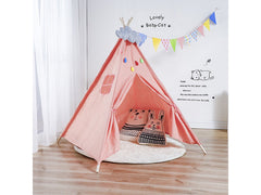 Kids Play Tent Kids Canvas Teepee Tent Playhouse Beige