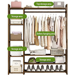 Bamboo Wardrobe Clothes Rack Wardrobe Organiser