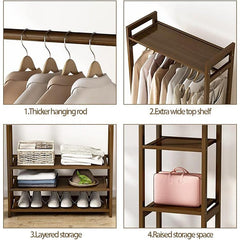 Bamboo Wardrobe Clothes Rack Wardrobe Organiser