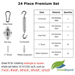 Sun Shade Sail Hardware Kit