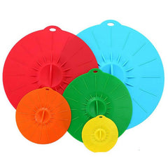 Set of 5 Reusable Silicone Lids Covers for Cups Bowls Pots