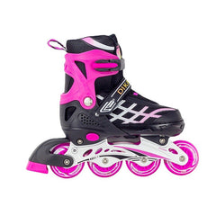 Kids Adjustable Inline Skates with Light Up Wheels Size33-37 Pink