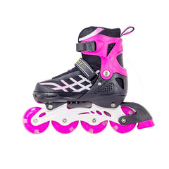 Kids Adjustable Inline Skates with Light Up Wheels Size33-37 Pink