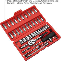 Ratchet Wrench Socket Set 46Pcs