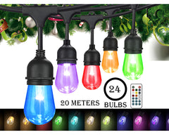 Waterproof Festoon Lights with 20M 24 bulbs RGB