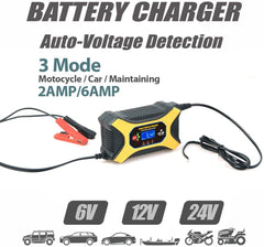 car Battery Charger maintainer 6Amp 6V 12V 24V for AGM Lead acid battery