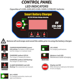 car Battery Charger maintainer 6Amp 6V 12V 24V for AGM Lead acid battery