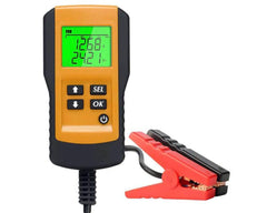 Battery tester with clamp grips