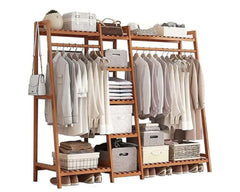 Bamboo Wardrobe Clothes Rack Organizer
