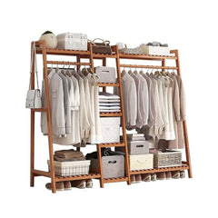 Bamboo Wardrobe Clothes Rack Organizer