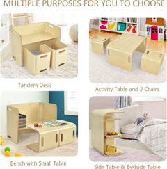 4 in 1 Kids Tables and Chair Set Dining Table