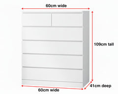 Chest of Drawers Tallboy 6 Drawers Tall Boy