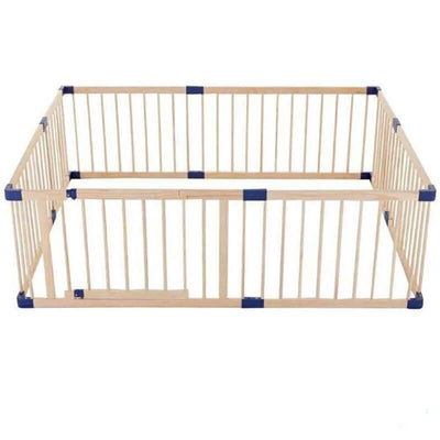 Wooden baby playpen with eight panels