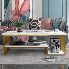 Marble Texture Modern Rectangle Coffee Table