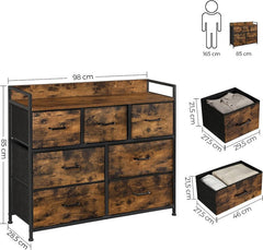 Tallboy 7 Drawer Rustic Brown