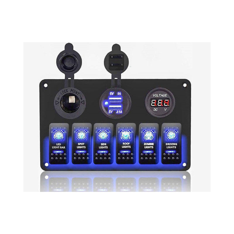 6 gang rocker switch panel