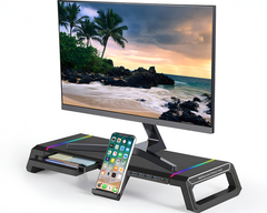 Monitor Stand Riser – RGB Monitor Stand Riser with USB Hub & Drawer